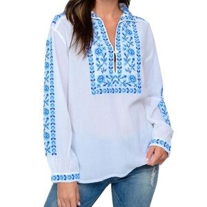 Ivy Jane Crosstitched Blues Blouse